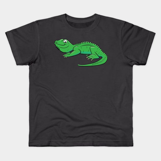 Cartoon Light Green Lizard Kids T-Shirt by Dad n Son Designs